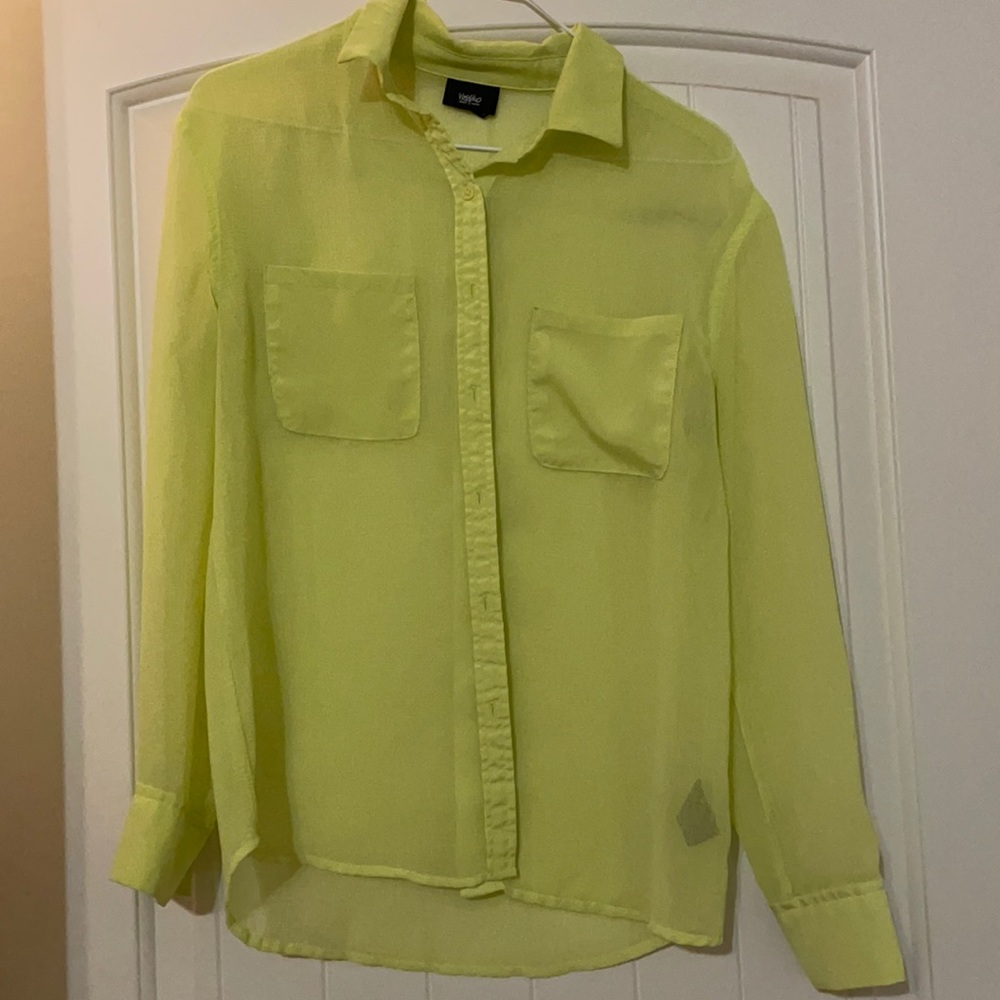 Neon green see through blouse